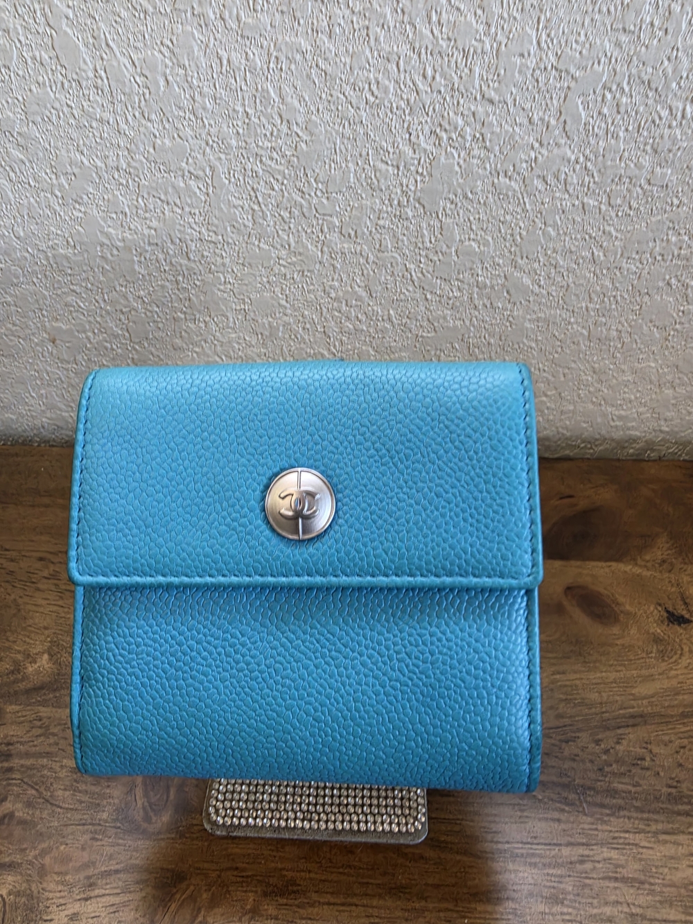 Chanel Turquoise Caviar Leather Small Wallet